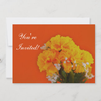 Invitación Flores amarillas pintadas en Naranja
