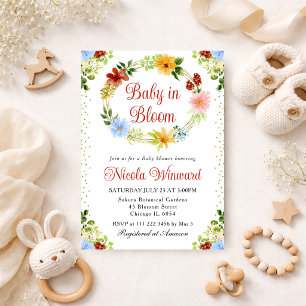 Invitación Flores Amarillas Rojas Flores Amarillas Wreath Bab
