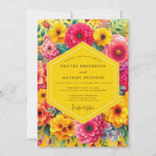 Invitación Flores Amarillas Romance Boda