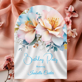 Invitación Flores amarillas rosas florales Fiesta de cumpleañ