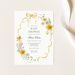 Invitación Flores amarillas y Baby Shower de arcos