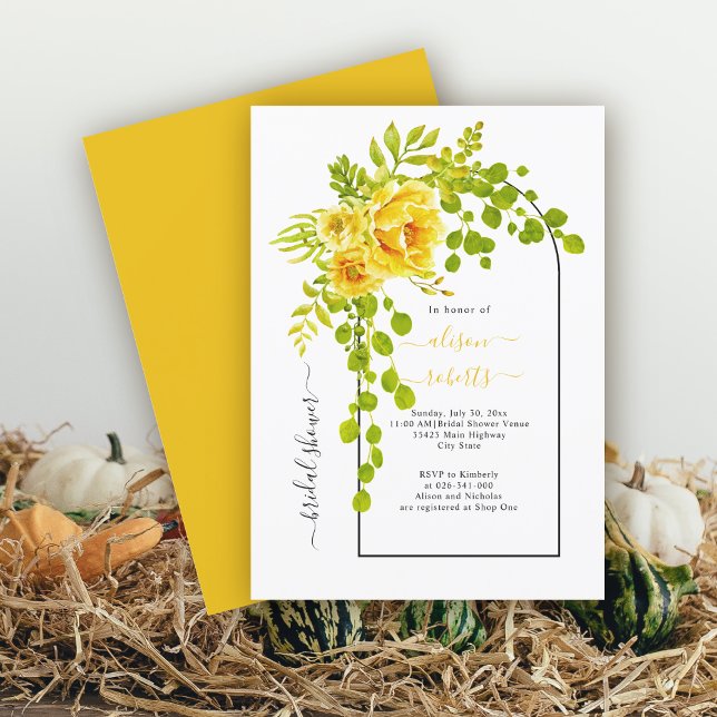 Invitación Flores amarillas y ducha de novia archienemigo bod (Subido por el creador)