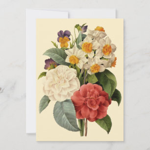 Invitación Flores antiguas, camelias y narcisos, Redoute