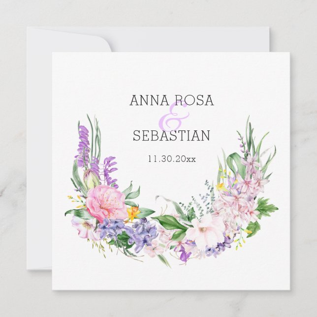 Invitación *~* Flores AR15 QR Boda RSVP Boho (Anverso)