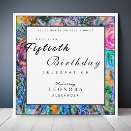 Invitación Flores artísticas acuarelas CUALQUIER cumpleaños s