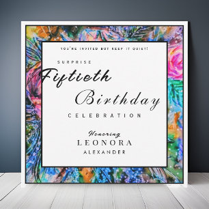 Invitación Flores artísticas acuarelas CUALQUIER cumpleaños s