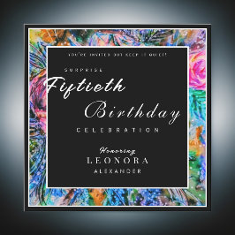 Invitación Flores artísticas acuarelas CUALQUIER cumpleaños s