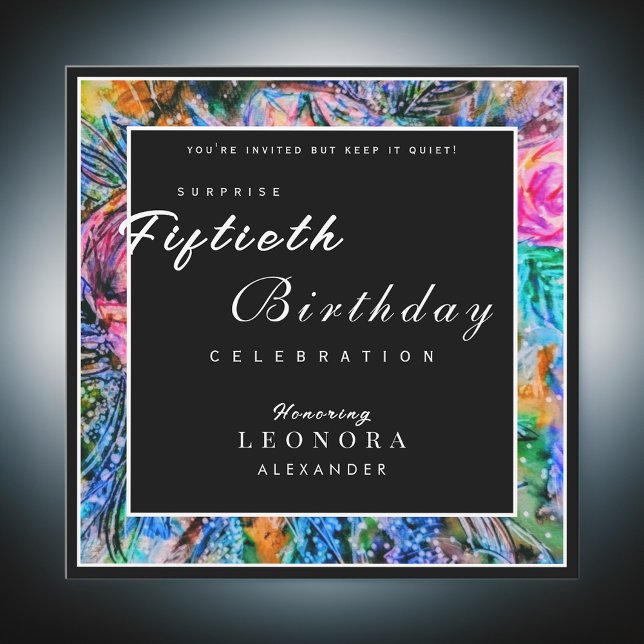 Invitación Flores artísticas acuarelas CUALQUIER cumpleaños s (Subido por el creador)