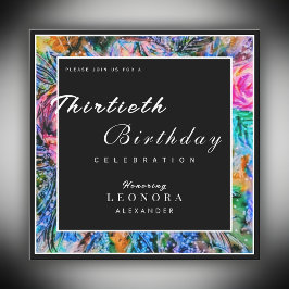 Invitación Flores artísticas acuarelas CUALQUIER fiesta de cu