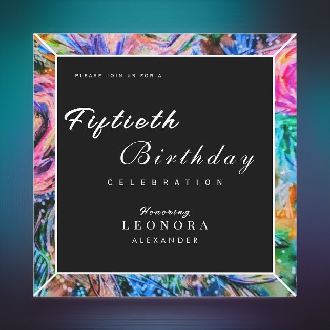 Invitación Flores artísticas acuarelas CUALQUIER fiesta de cu (Subido por el creador)