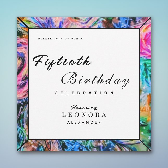 Invitación Flores artísticas acuarelas CUALQUIER fiesta de cu (Subido por el creador)
