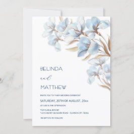 Invitación Flores Artísticas Blue Gold