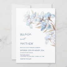 Invitación Flores Artísticas Blue Gold