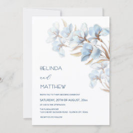 Invitación Flores Artísticas Blue Gold