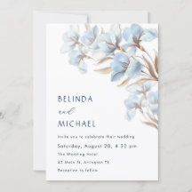 Invitación Flores Artísticas Blue Gold