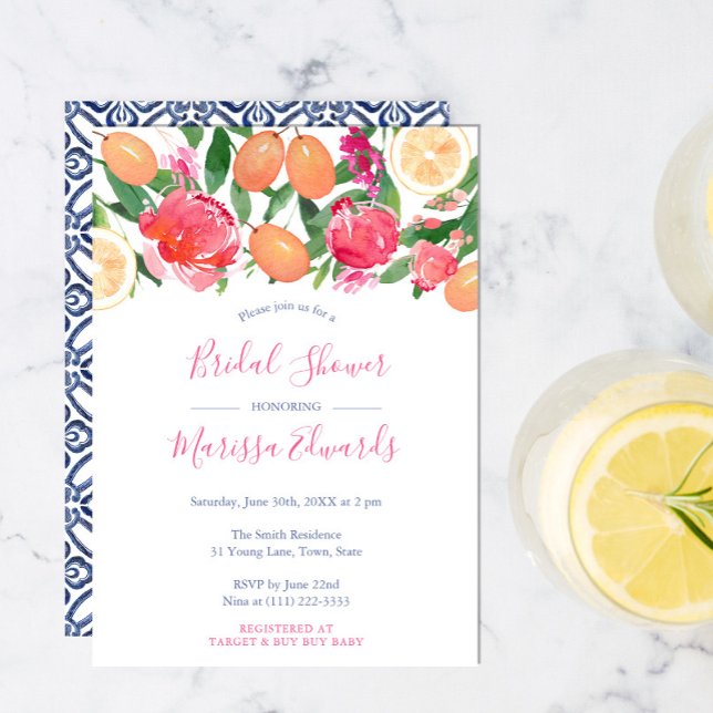 Invitación Flores audaces, cítricos y azulejos españoles, duc (Subido por el creador)