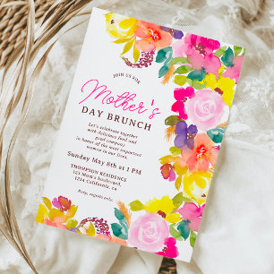 Invitación Flores audaces modernas escriben el brunch del día