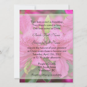 Invitación Flores azaleas rosas bonitos boda cristiana