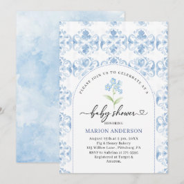 Invitación Flores azul cielo