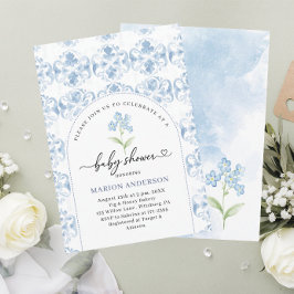 Invitación Flores azul cielo