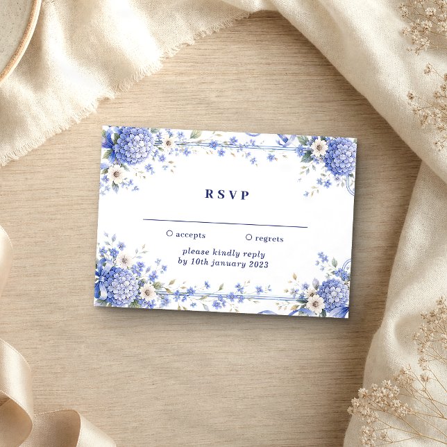 Invitación Flores Azul Marino Responder amablemente boda (Subido por el creador)