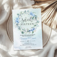 Flores azul polvoriento Boho eucalipto wreath