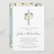 Flores azul y blanca| Bautismo de niño