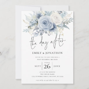 Invitación Flores azules al día siguiente del brunch del Boda