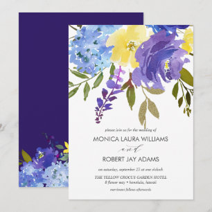 Invitación Flores azules amarillas