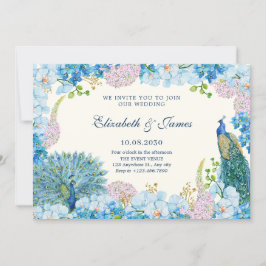 Invitación Flores azules boda de perca de orquídea