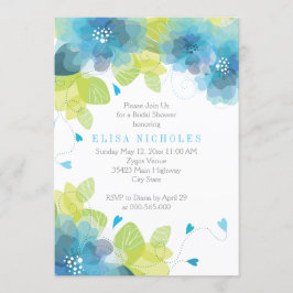 Invitación Flores azules boda floral ducha de novia