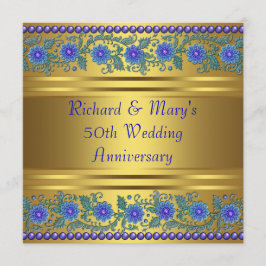 Invitación Flores Azules Bodas de Oro 50 Aniversario de Boda