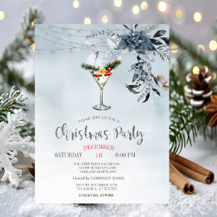 Invitación Flores azules de acuarela, cóctel de luces de Navi