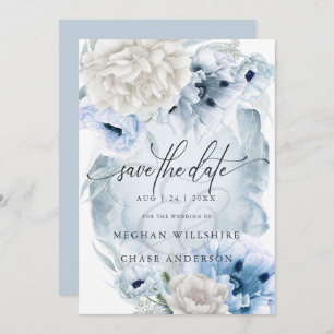 Invitación Flores azules de color floral elegante del país