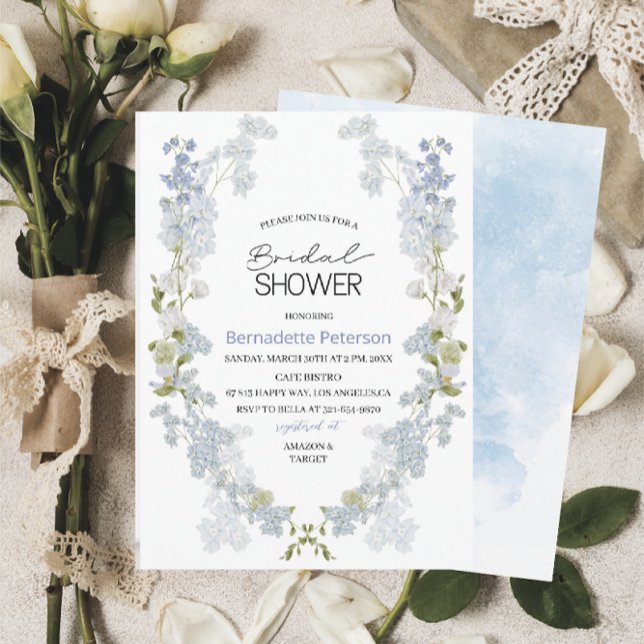 Invitación Flores azules de Delphinium Bridal Shower (Subido por el creador)