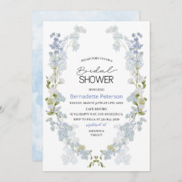 Invitación Flores azules de Delphinium Bridal Shower