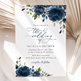 Invitación Flores azules de la marina, vegetación, boho, Boda
