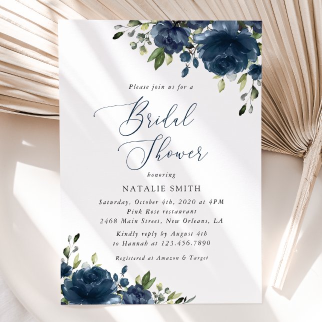 Invitación Flores azules de la marina, vegetación, boho, duch (Subido por el creador)