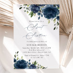 Invitación Flores azules de la marina, vegetación, boho, dulc<br><div class="desc">Invite a los amigos y a la familia con estilo y establezca el tono de su día especial con esta encantadora invitación de cumpleaños. El diseño presenta flores color azul marino y vegetación sobre fondo blanco.</div>