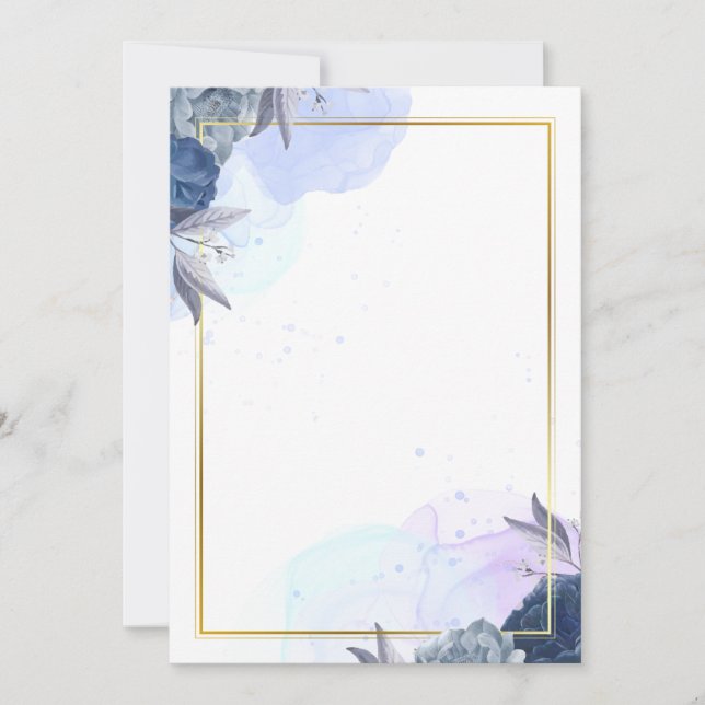 Invitación Flores azules invitadas a la boda (Anverso)