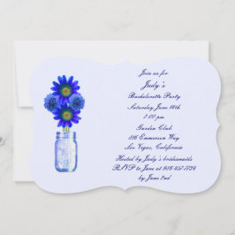 Invitación Flores azules invitan a la fiesta de Mason Jar Bac