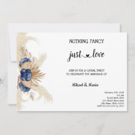 Invitación Flores Azules Nada Lujoso solo Amor Elopement