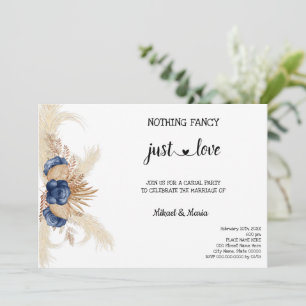 Invitación Flores Azules Nada Lujoso solo Amor Elopement