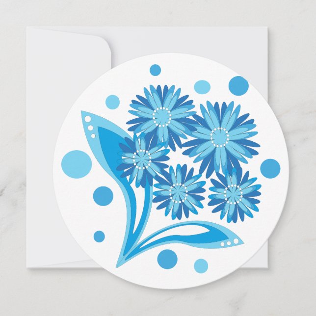 Invitación Flores azules originales (Anverso)