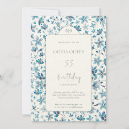 Invitación Flores azules pequeñas cumpleaños cualquier edad