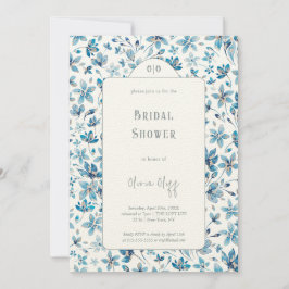 Invitación Flores azules pequeñas duchas de novia
