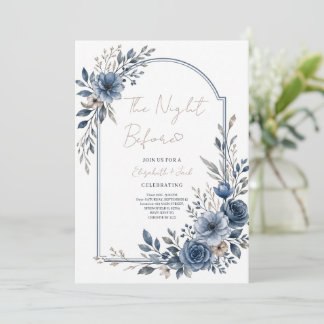 Invitación Flores Azules Polvorientos la Noche Antes de la Ce