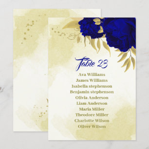 Invitación Flores azules reales hojas de oro carta de cartas