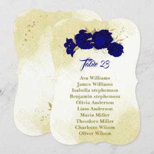 Invitación Flores azules reales hojas de oro carta de cartas 