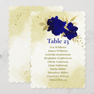 Invitación Flores azules reales hojas de oro carta de cartas
